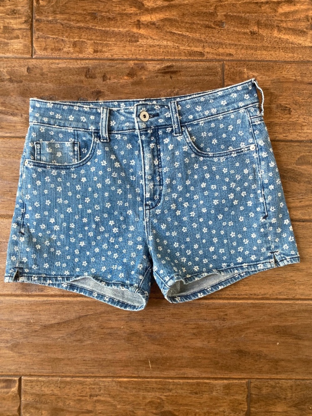 Anthropologie Pilcro Shorts Womens 28 Slim Boyfriend Micro Floral Stretch Denim